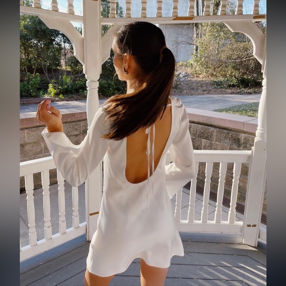 Gianni Bini Dionne Satin Long Sleeve Mini Dress - Picture 2 of 10